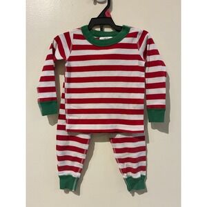 Hanna Andersson Red White Striped Organic Cotton Pajamas 18-24 Months 80cm